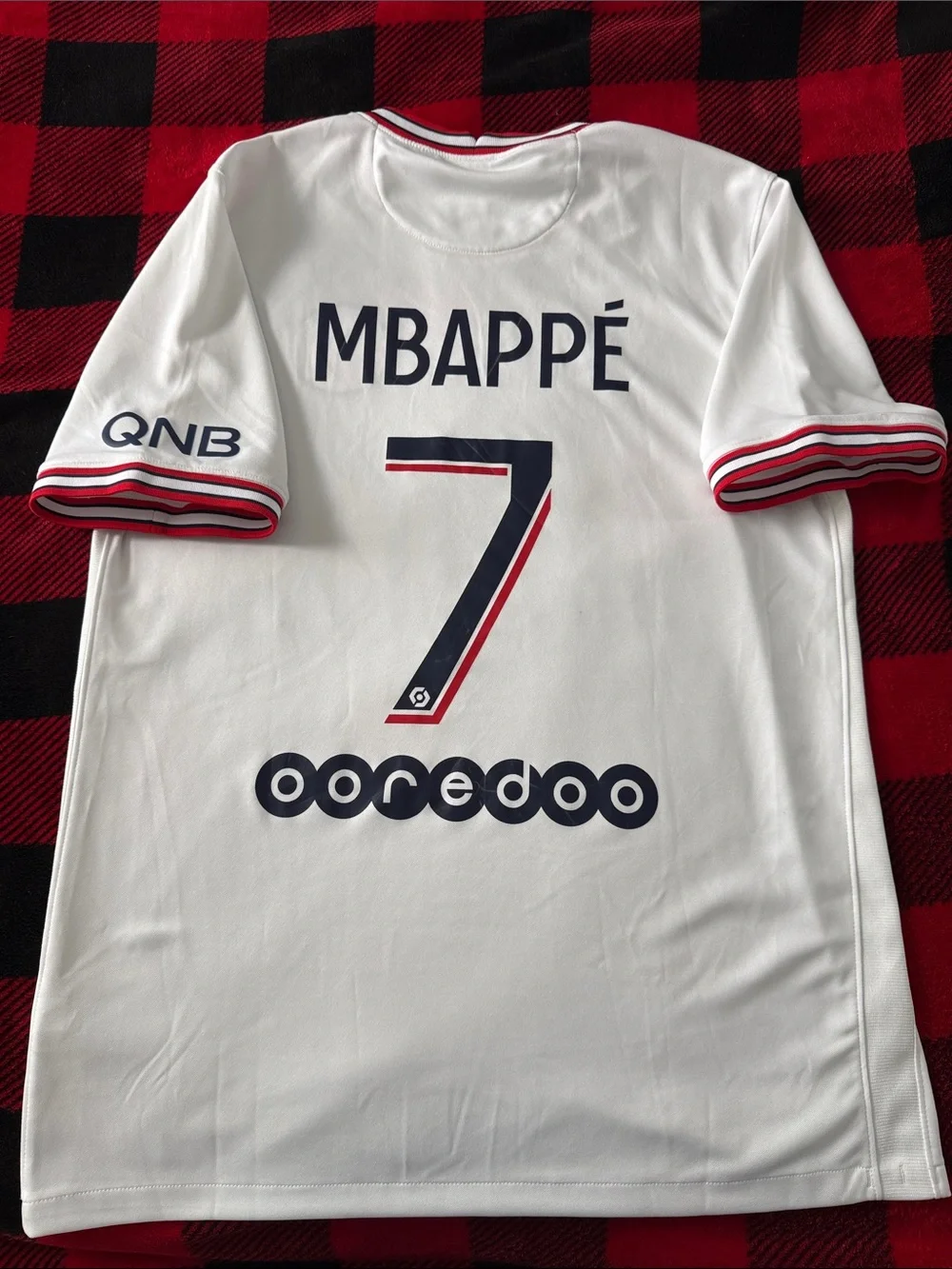Paris Saint-Germain (PSG) #7 Kylian Mbappe 2021-22 Jordan Fourth Away Jersey